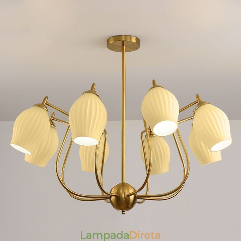 Luminária pendente nórdica criativa em ferro forjado, cobre, cor natural, estame, luminária de teto