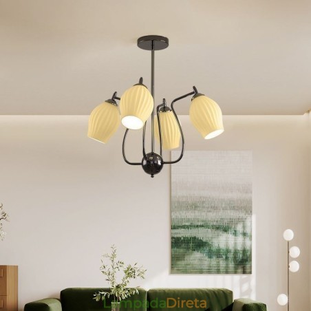 Luminária pendente nórdica criativa em ferro forjado, arma de estame preto, luminária de teto Luminária pendente nórdica criativa em ferro forjado, arma de estame preto, luminária de teto