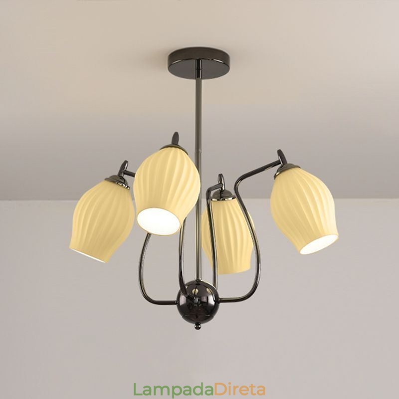 Luminária pendente nórdica criativa em ferro forjado, arma de estame preto, luminária de teto