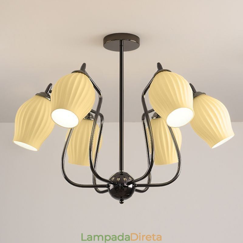 Luminária pendente nórdica criativa em ferro forjado, arma de estame preto, luminária de teto