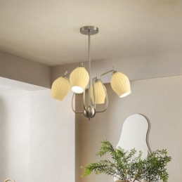 Luminária pendente nórdica criativa de ferro forjado, níquel areia, flor, estame, luz de teto