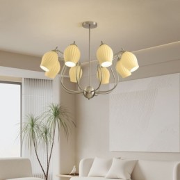 Luminária pendente nórdica criativa de ferro forjado, níquel areia, flor, estame, luz de teto