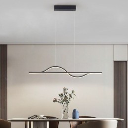Luminária pendente elegante em alumínio com ondas artísticas, luminária de teto