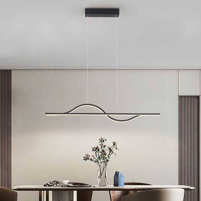 Luminária pendente elegante em alumínio com ondas artísticas, luminária de teto