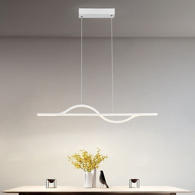 Luminária pendente elegante em alumínio com ondas artísticas, luminária de teto