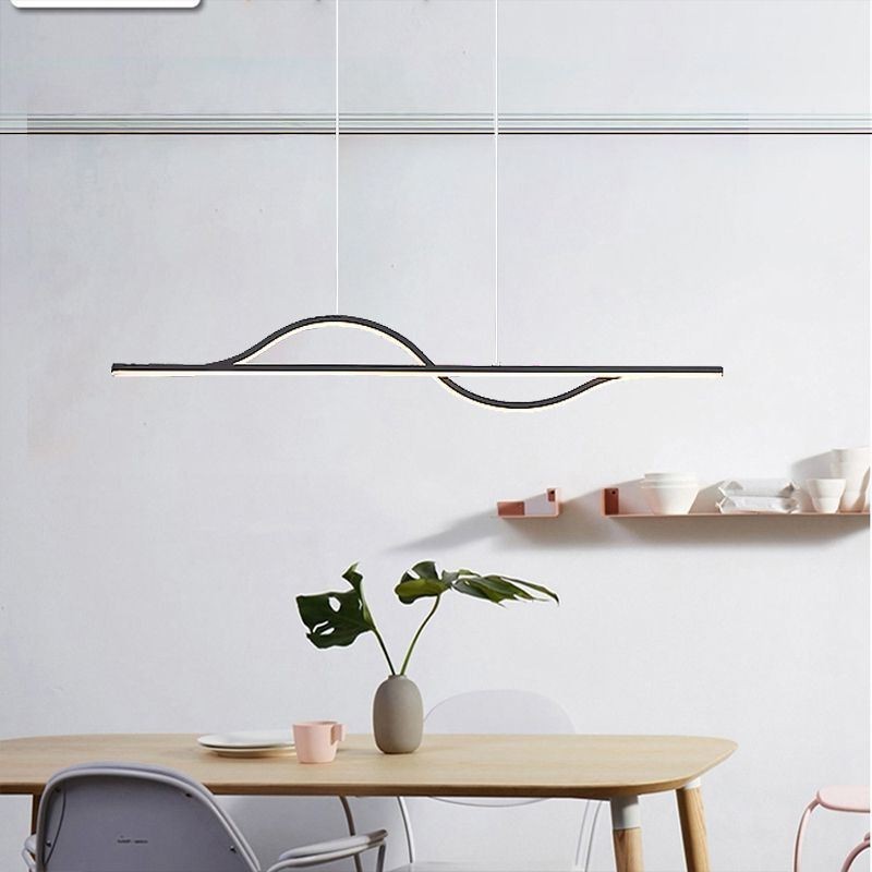 Luminária pendente elegante em alumínio com ondas artísticas, luminária de teto