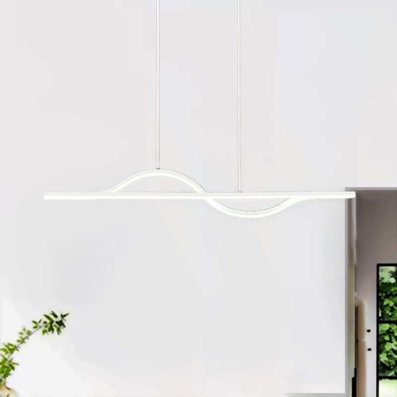 Luminária pendente elegante em alumínio com ondas artísticas, luminária de teto
