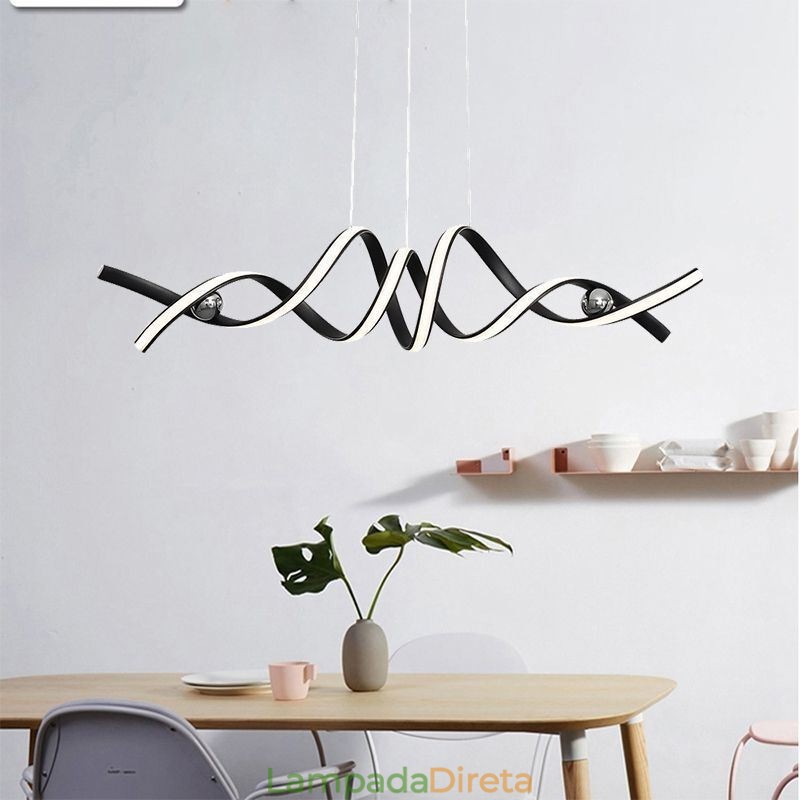 Luminária pendente minimalista em alumínio, arte em espiral minimalista, luminária de teto