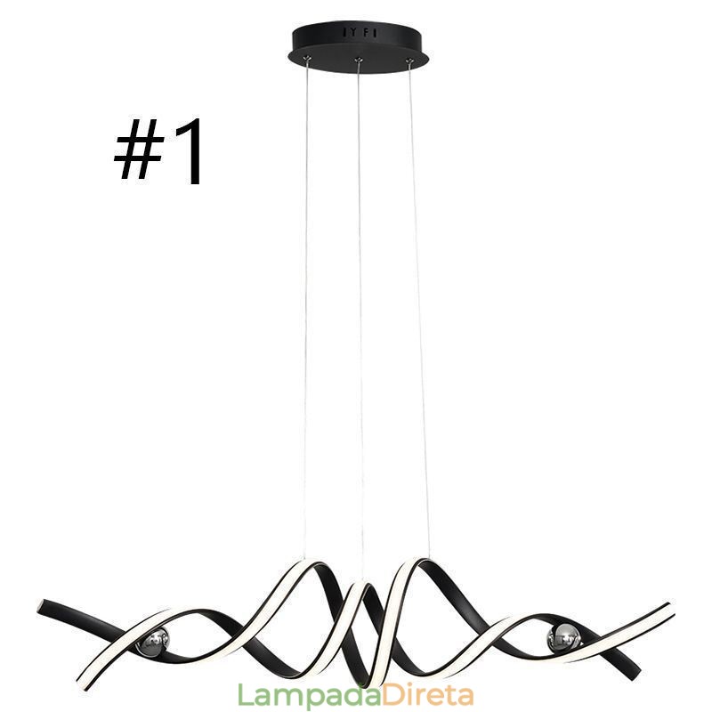 Luminária pendente minimalista em alumínio, arte em espiral minimalista, luminária de teto