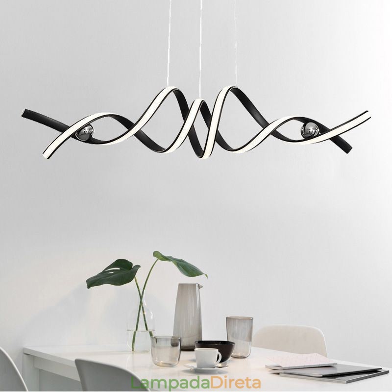 Luminária pendente minimalista em alumínio, arte em espiral minimalista, luminária de teto