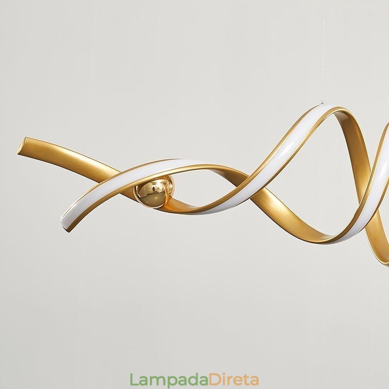 Luminária pendente minimalista em alumínio, arte em espiral minimalista, luminária de teto