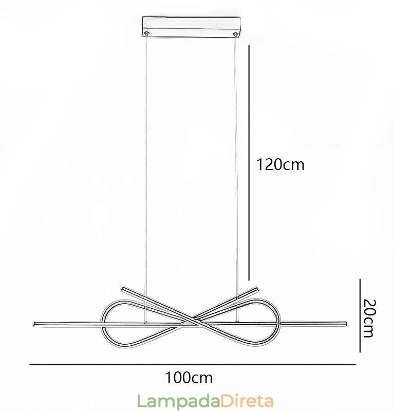 Luminária pendente simples em alumínio com laço de teto