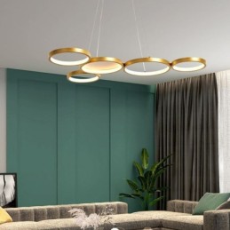 Luminária pendente estilosa em alumínio com arte no teto