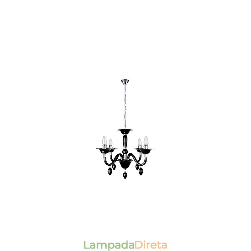 Lustre preto moderno com 4 luzes
