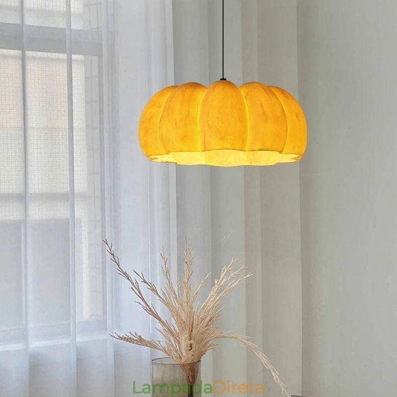Luminária pendente de abóbora de cabeça única, luminária de teto retrô japonesa