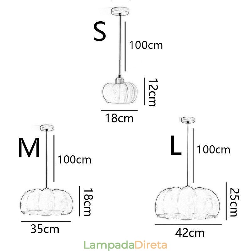 Luminária pendente de abóbora de cabeça única, luminária de teto retrô japonesa