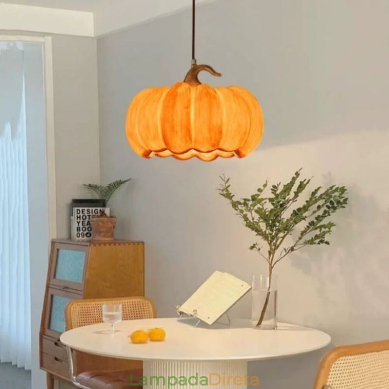 Luminária pendente criativa de abóbora japonesa retrô, luminária de teto