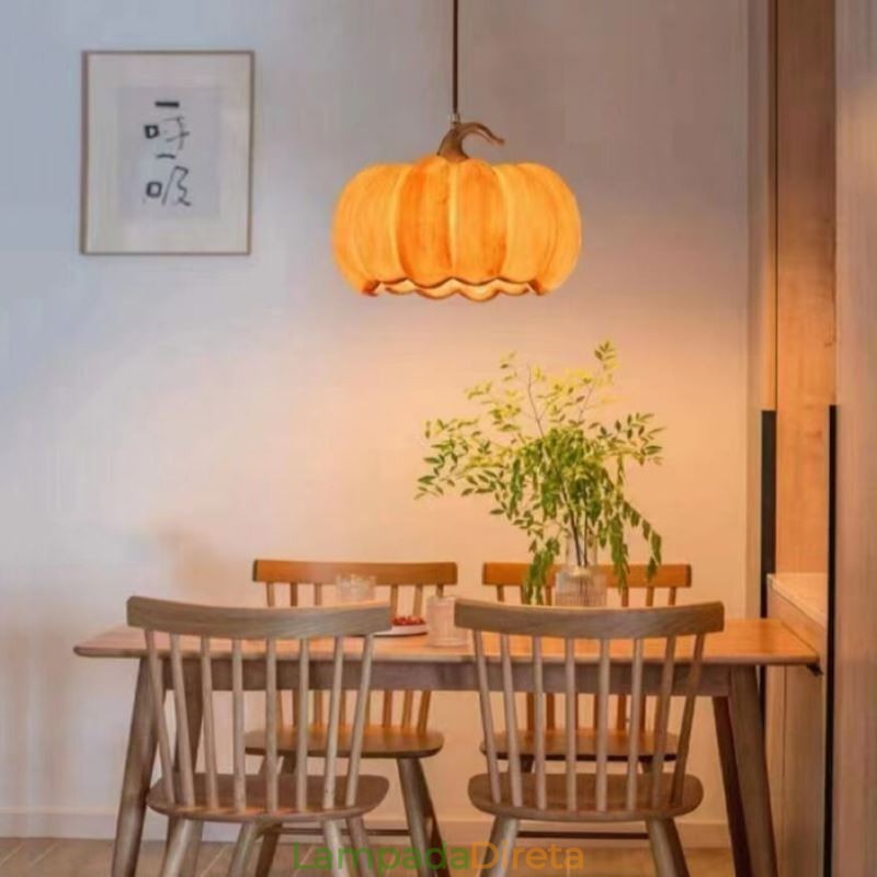 Luminária pendente criativa de abóbora japonesa retrô, luminária de teto