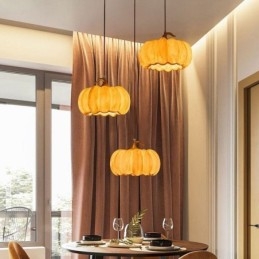 Luminária pendente criativa de abóbora japonesa retrô, luminária de teto