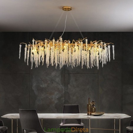 Lustre nórdico pendente Golden Branch G9 em vidro Lustre nórdico pendente Golden Branch G9 em vidro