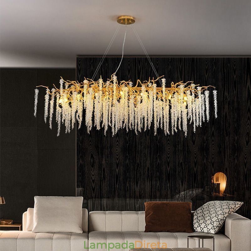Lustre nórdico pendente Golden Branch G9 em vidro