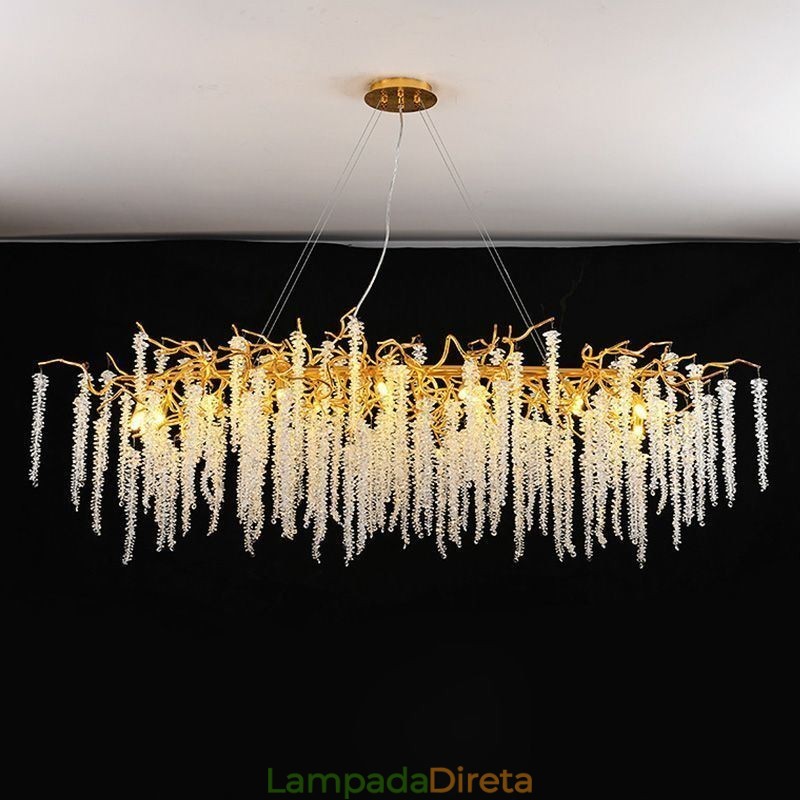 Lustre nórdico pendente Golden Branch G9 em vidro