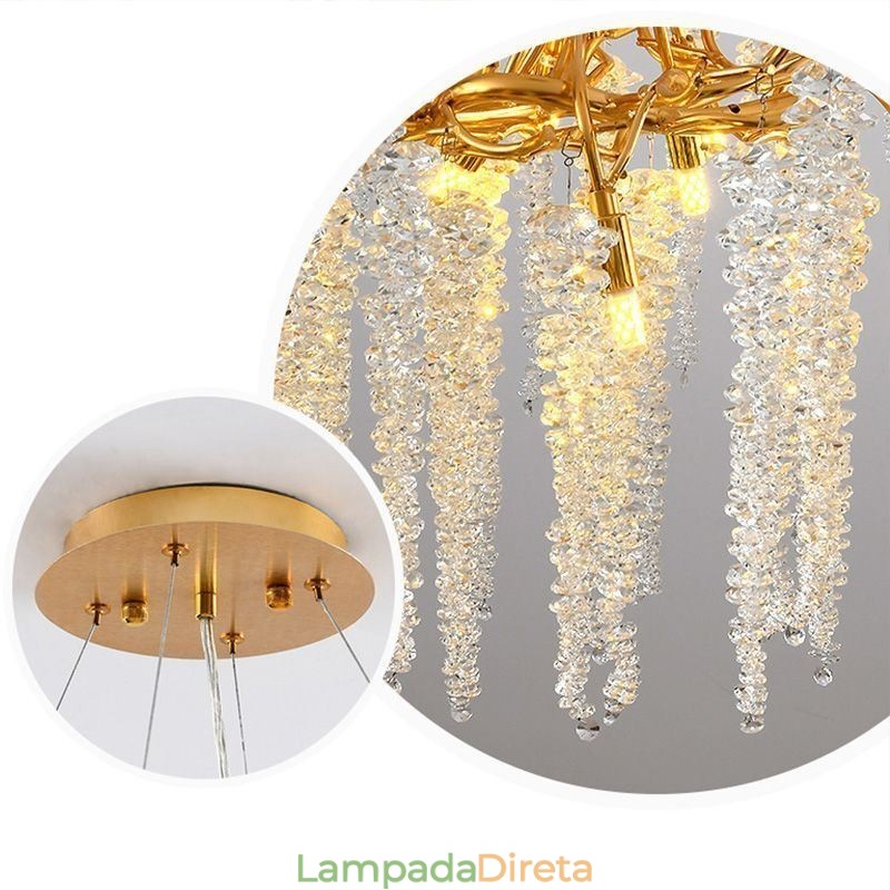 Lustre nórdico pendente Golden Branch G9 em vidro