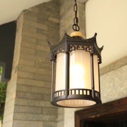 Luminária pendente chinesa para gazebo, hexagonal, à prova d'água, para áreas externas