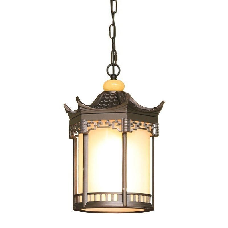 Luminária pendente chinesa para gazebo, hexagonal, à prova d'água, para áreas externas