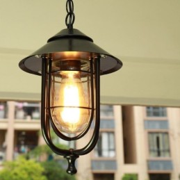American Retro Outdoor Light Impermeável Birdgaiola Forma Pendente Luz Jardim