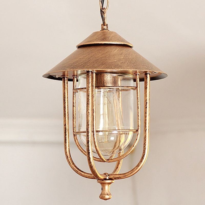 American Retro Outdoor Light Impermeável Birdgaiola Forma Pendente Luz Jardim