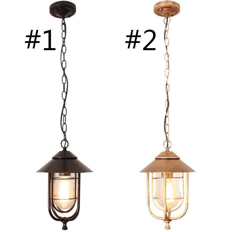 American Retro Outdoor Light Impermeável Birdgaiola Forma Pendente Luz Jardim
