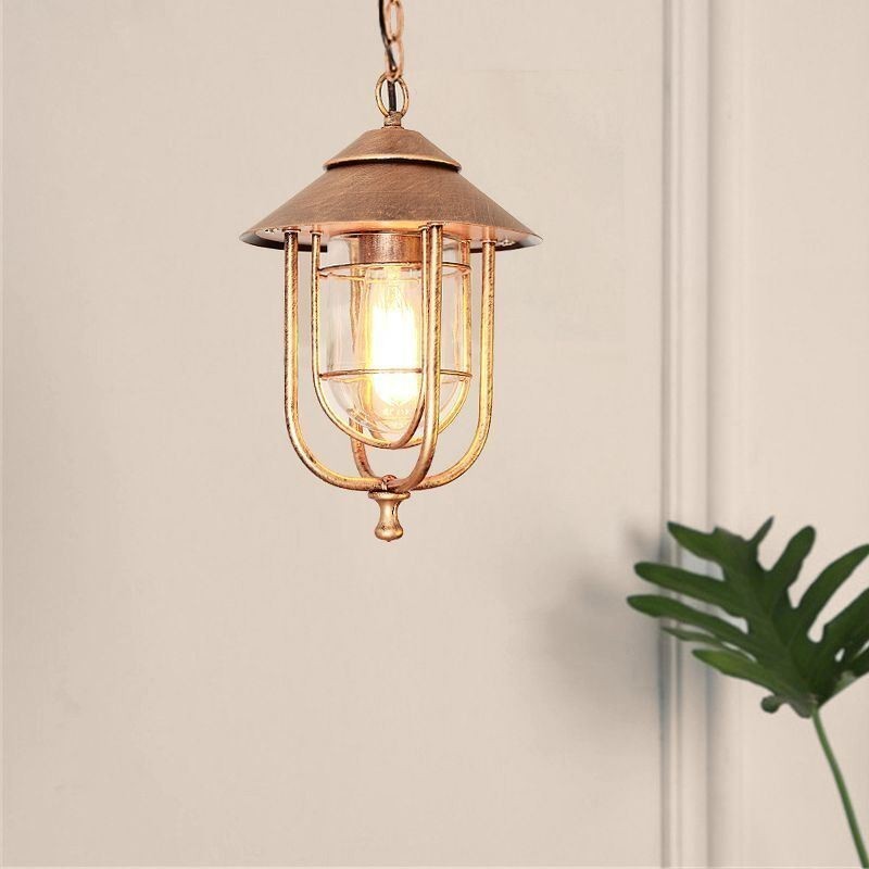 American Retro Outdoor Light Impermeável Birdgaiola Forma Pendente Luz Jardim
