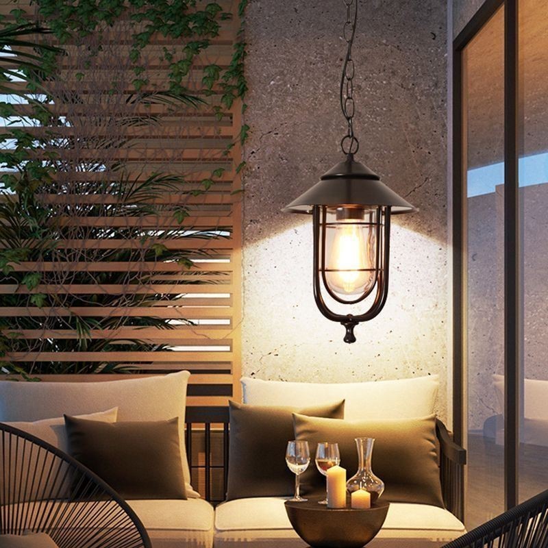 American Retro Outdoor Light Impermeável Birdgaiola Forma Pendente Luz Jardim