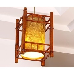 Lustre Retro Lanterna Madeira Bambu