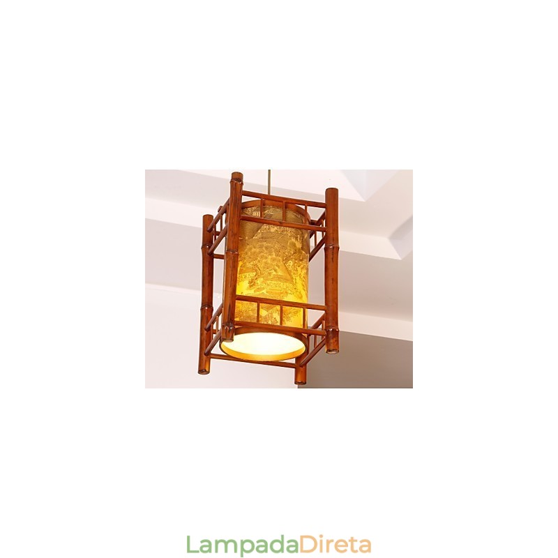 Lustre Retro Lanterna Madeira Bambu