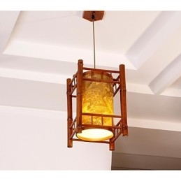 Lustre Retro Lanterna Madeira Bambu
