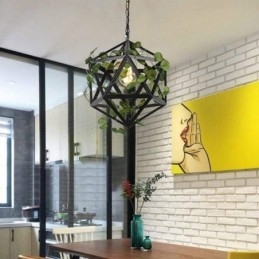Luminária pendente industrial vintage em forma de gaiola de ferro