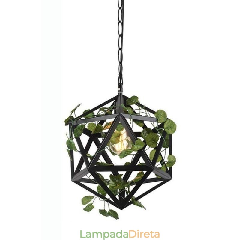 Luminária pendente industrial vintage em forma de gaiola de ferro
