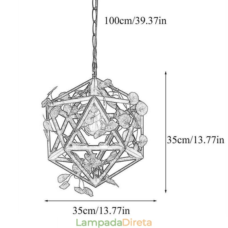 Luminária pendente industrial vintage em forma de gaiola de ferro