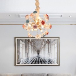 Iluminação pendente decorativa Lustre moderno de cristal com flores