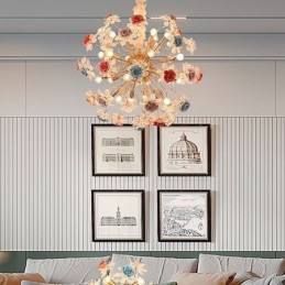 Iluminação pendente decorativa Lustre moderno de cristal com flores