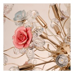 Iluminação pendente decorativa Lustre moderno de cristal com flores