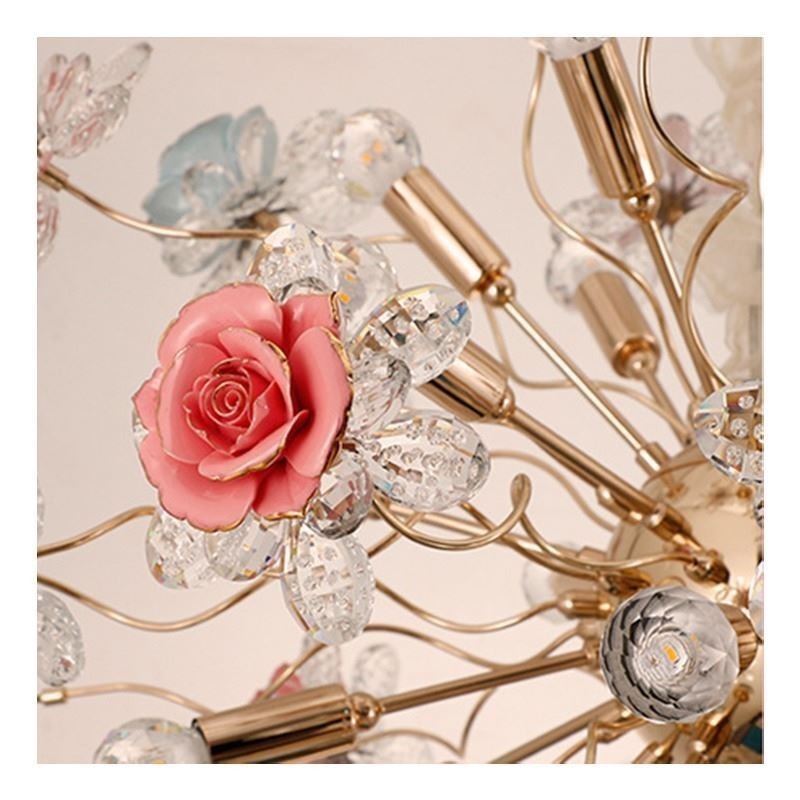 Iluminação pendente decorativa Lustre moderno de cristal com flores