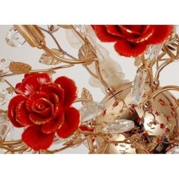 Lustre de cerâmica com pingente de luxo e flor vermelha
