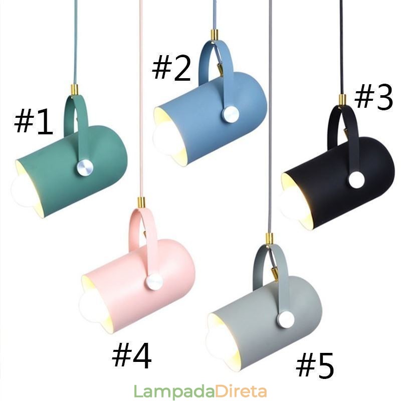 Luminária pendente nórdica colorida Macaron com cabeça única