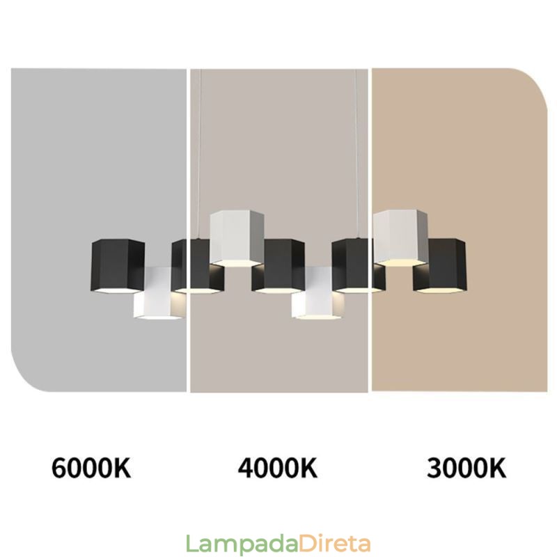 Luminária pendente hexagonal moderna, luminária criativa combinada