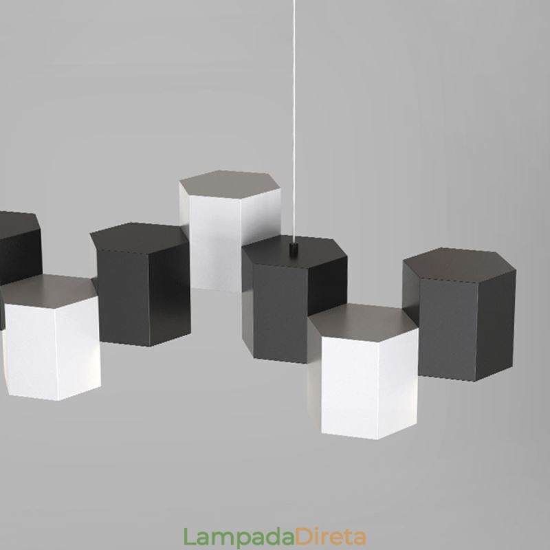 Luminária pendente hexagonal moderna, luminária criativa combinada