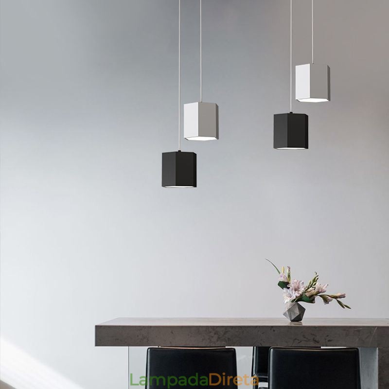 Luminária pendente hexagonal moderna, luminária suspensa simples