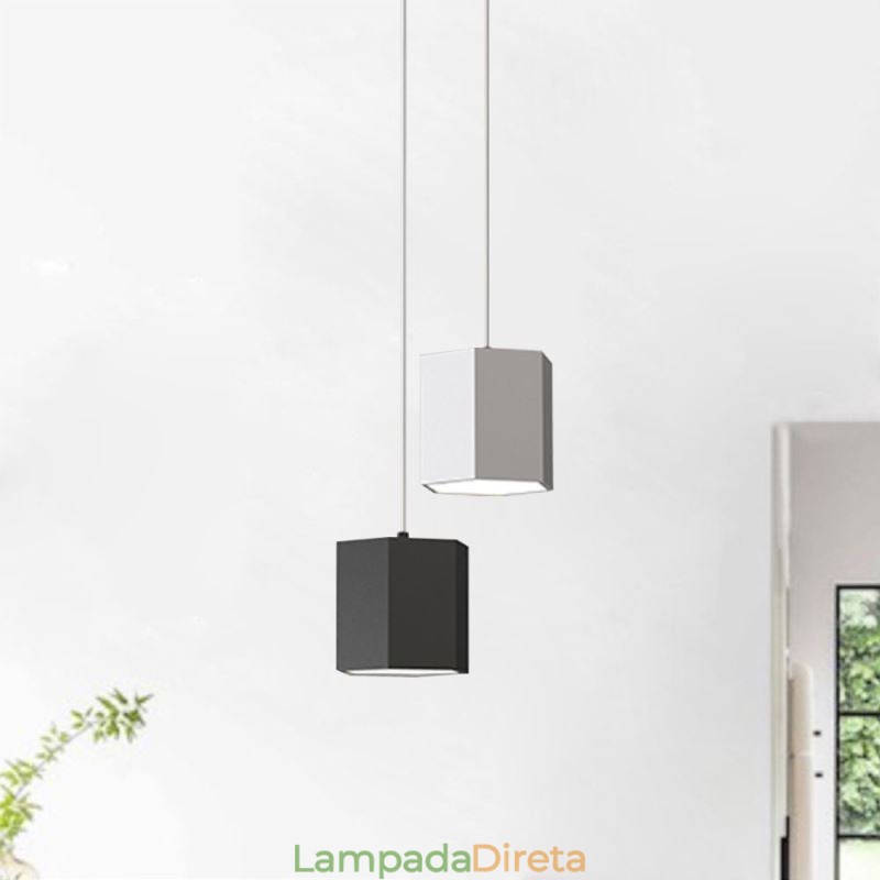 Luminária pendente hexagonal moderna, luminária suspensa simples